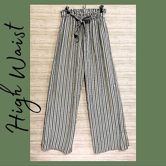 Maurices Black/White Pin Stripe Flared Dress Pants - Picture 4 of 7